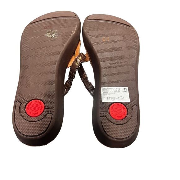 Fitflop STRATA Whipstitch Leather Toe-Post Sandals Brown Size 11 New - Picture 4 of 4